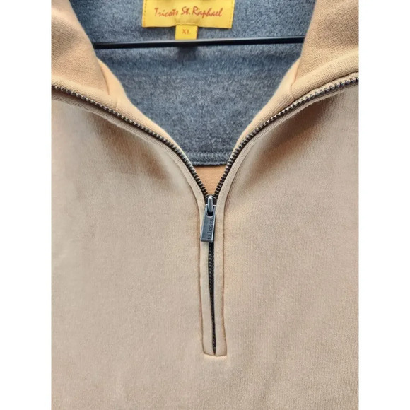 Tricots St Raphael Sweater Mens Extra Large XL Brown Quarter Zip Pullover Cotton - Picture 2 of 6
